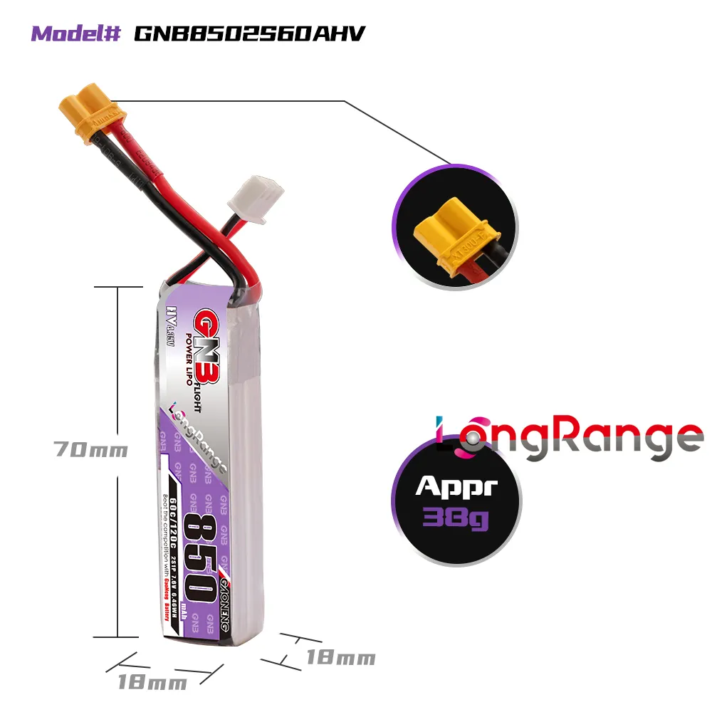 GAONENG GNB LiPo Battery 850mA - đánh giá và giá Drone Kit Long Range